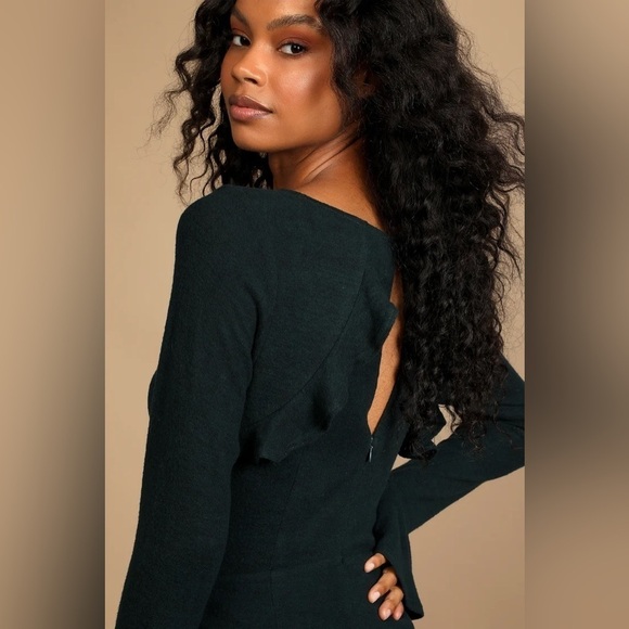 LULU’S Favorite Tune Black Faux Wrap Sweater Dress - Picture 3 of 3